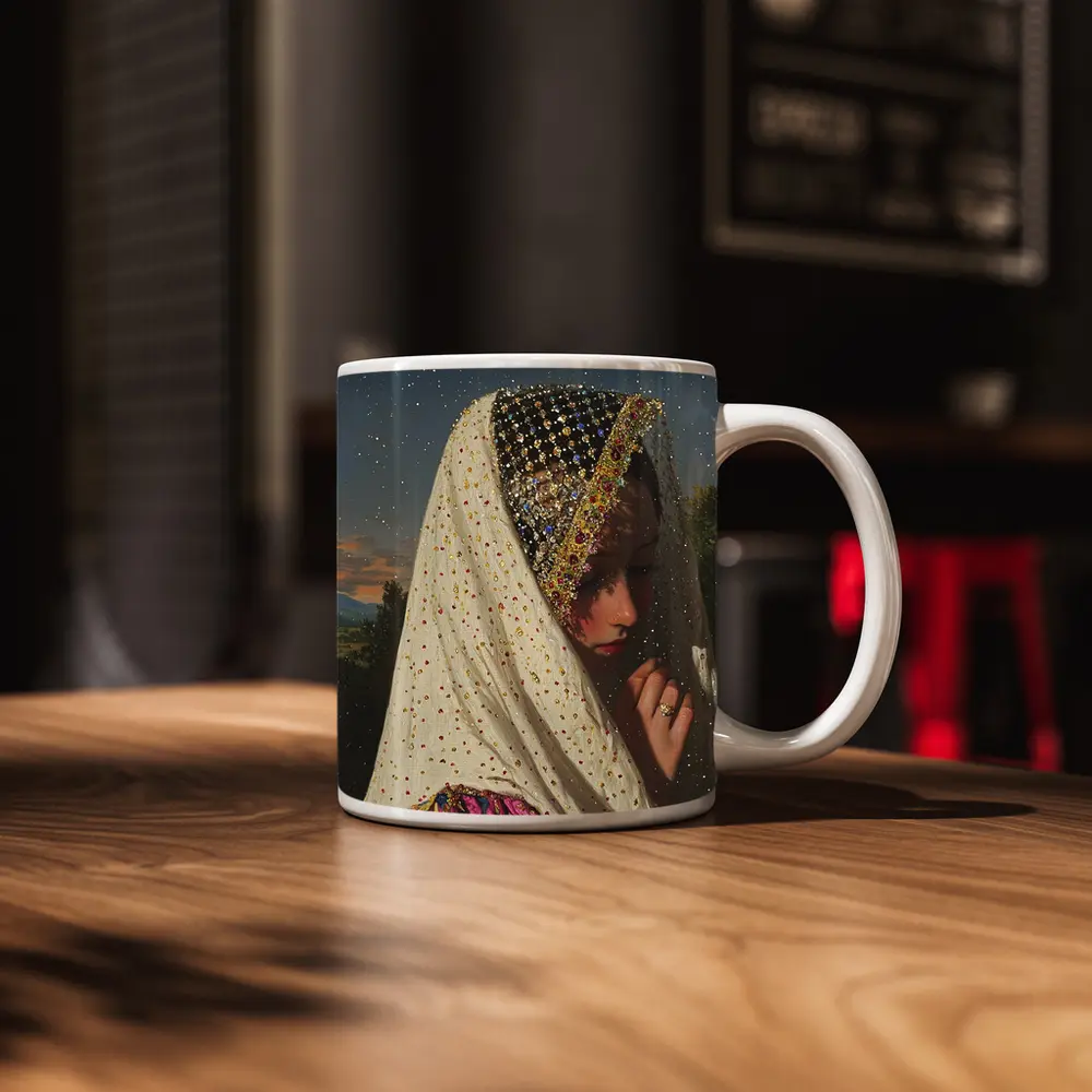 Jeweled Veil Woman Starry Night Sky – Mugs