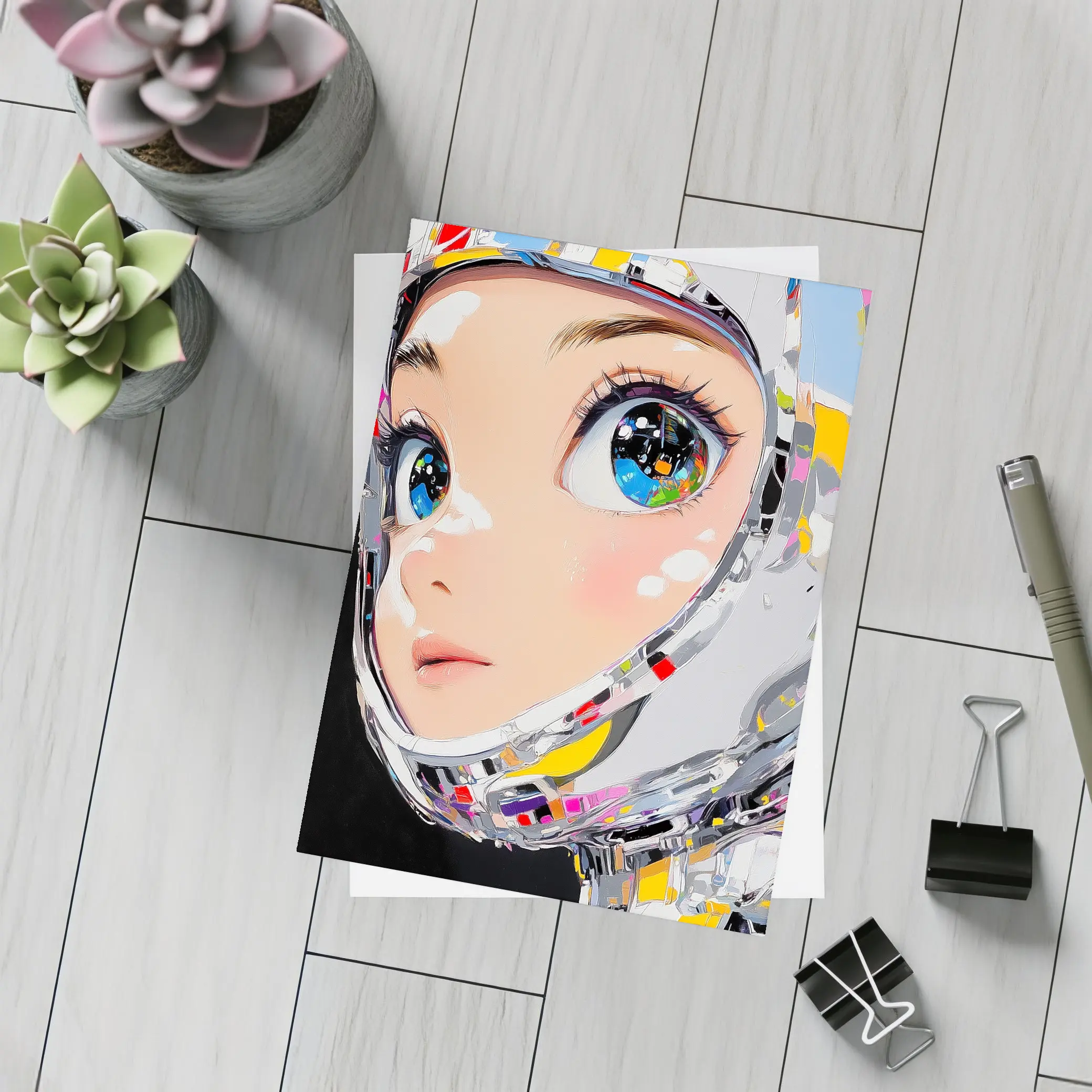 Anime Girl Space Helmet Pop Art – Postcards