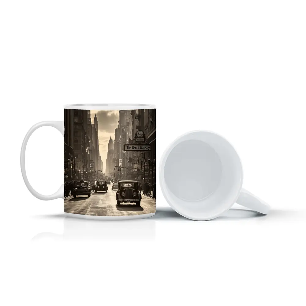 Great Gatsby Vintage City Street Sepia Scene – Mugs