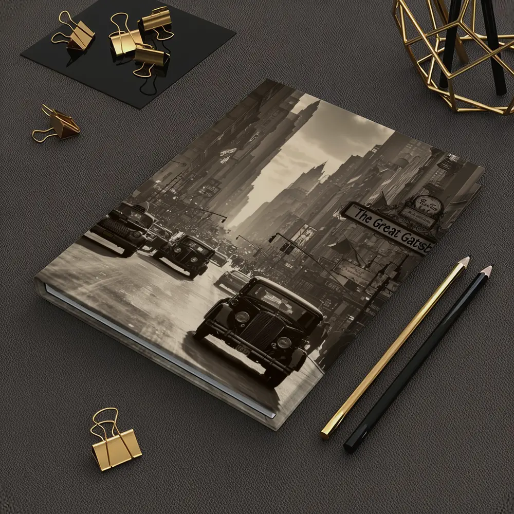 Great Gatsby Vintage City Street Sepia Scene – Notebooks
