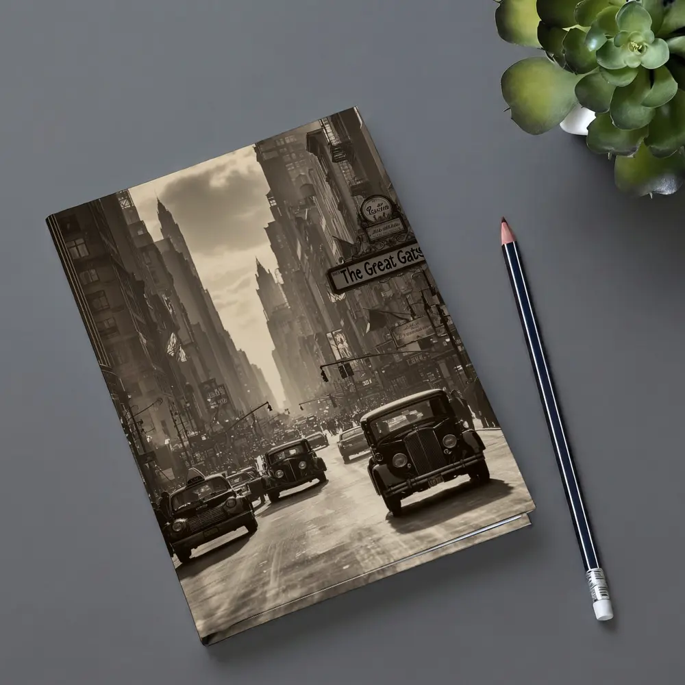 Great Gatsby Vintage City Street Sepia Scene – Notebooks
