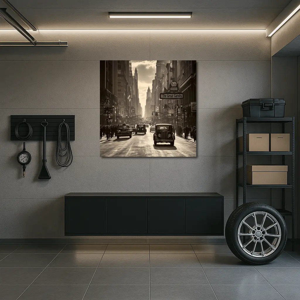 Great Gatsby Vintage City Street Sepia Scene – Wall Art