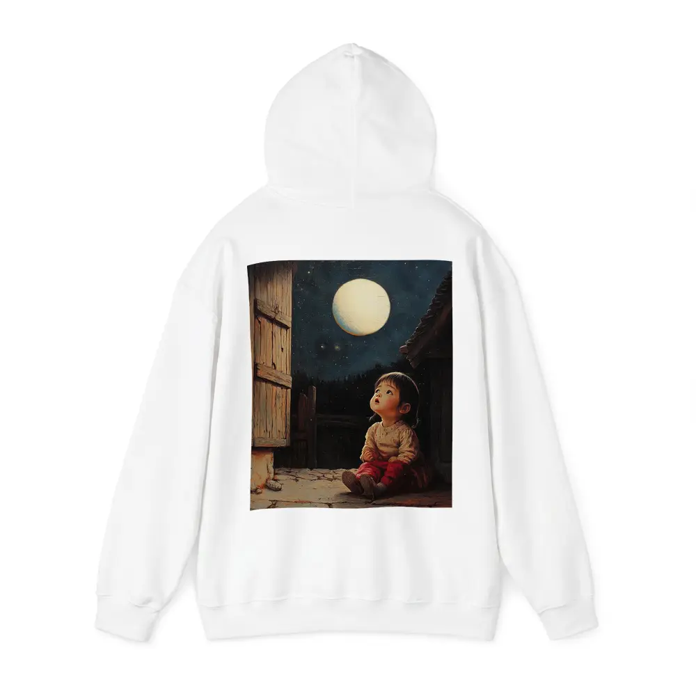 Child Gazing at Full Moon Night Sky – Hoodies