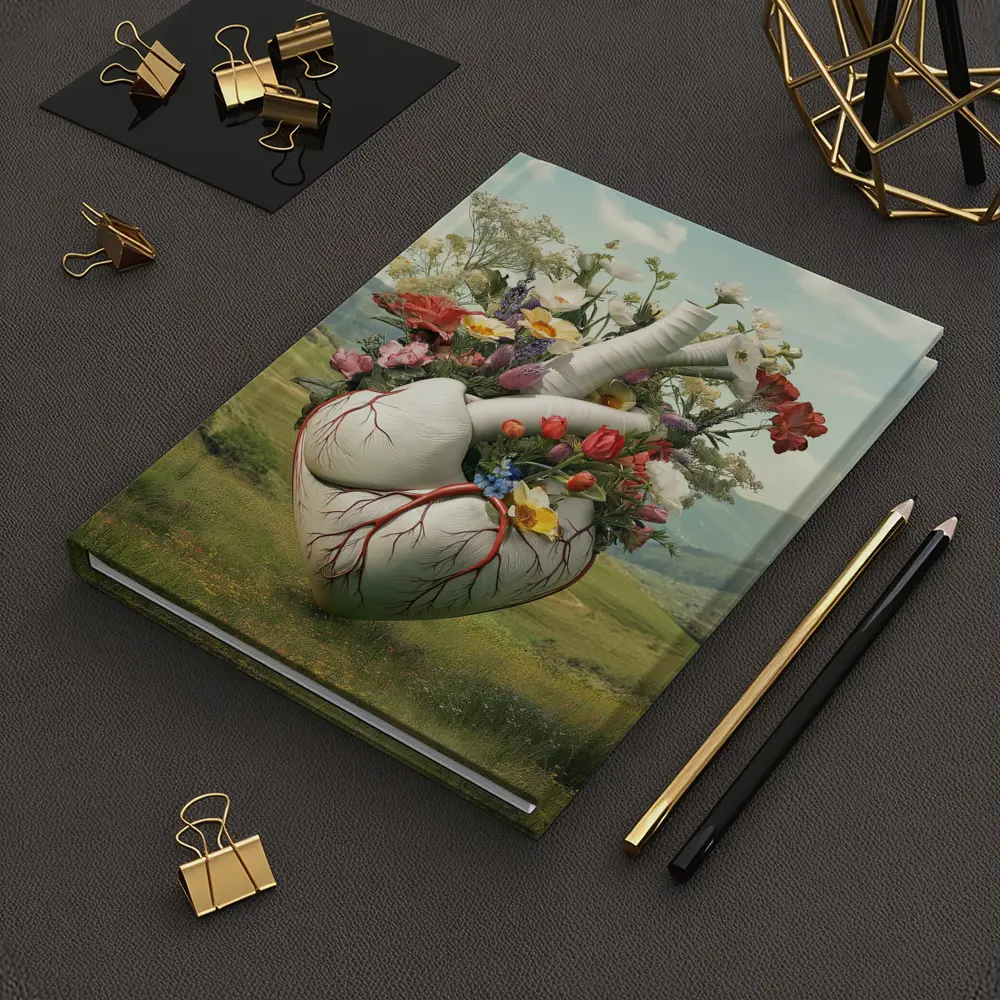 Anatomical Heart Blooming Flowers Green Valley – Notebooks