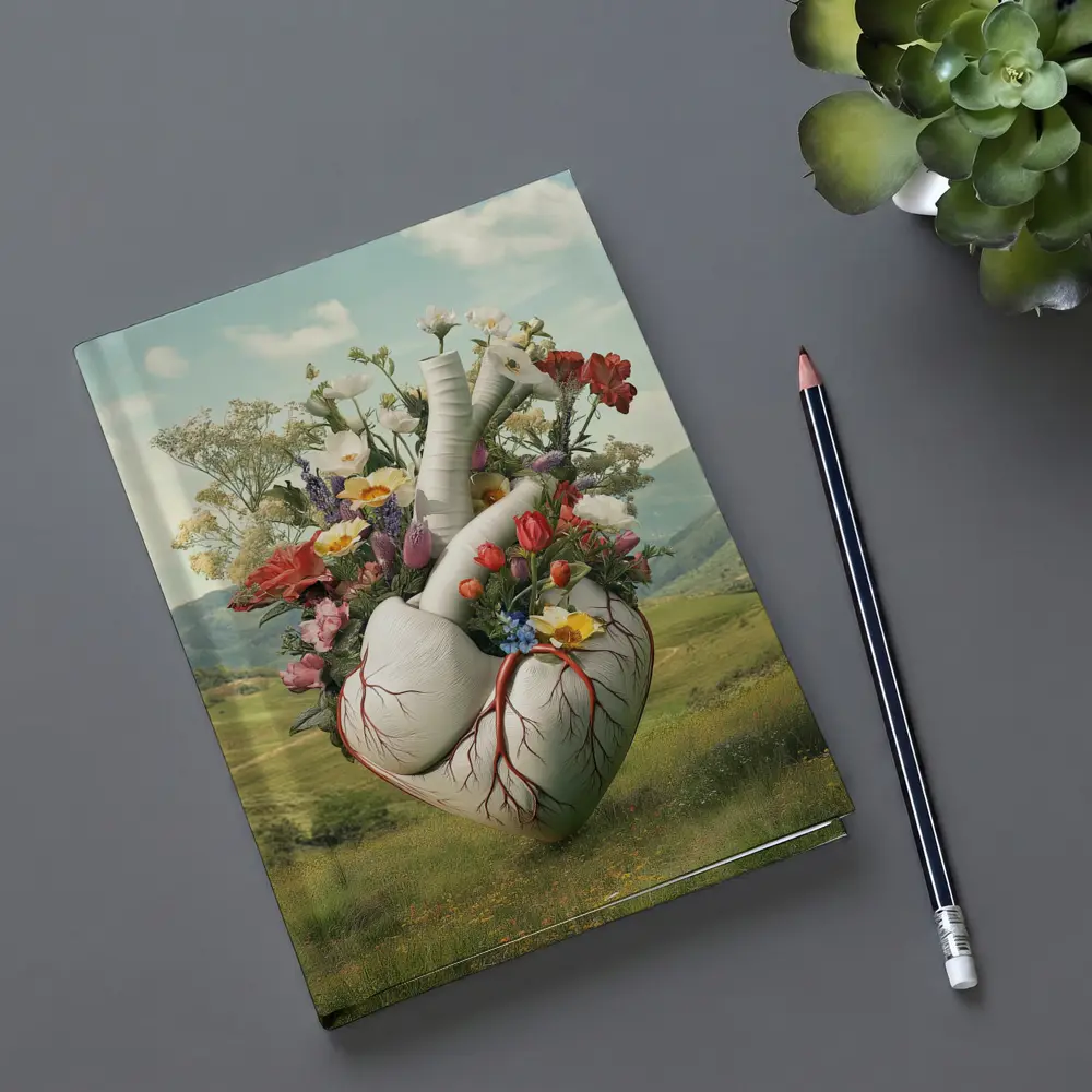 Anatomical Heart Blooming Flowers Green Valley – Notebooks