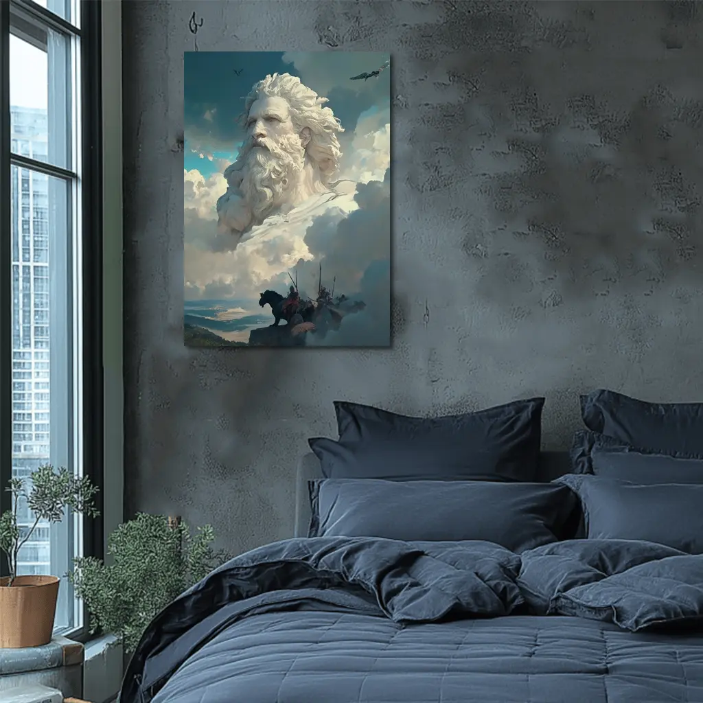 Zeus God Giant Face Clouds Warriors Fantasy – Wall Art