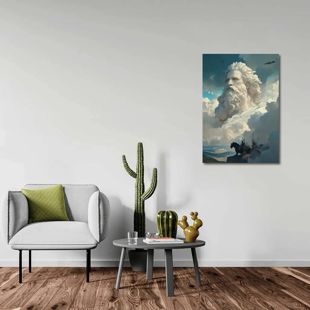Zeus God Giant Face Clouds Warriors Fantasy – Wall Art