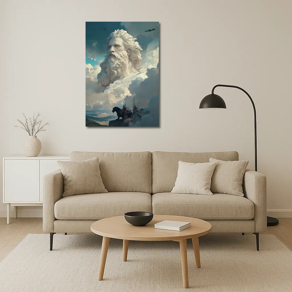Zeus God Giant Face Clouds Warriors Fantasy – Wall Art