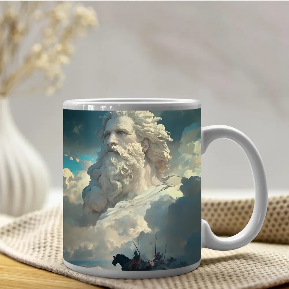 Zeus God Giant Face Clouds Warriors Fantasy – Mugs