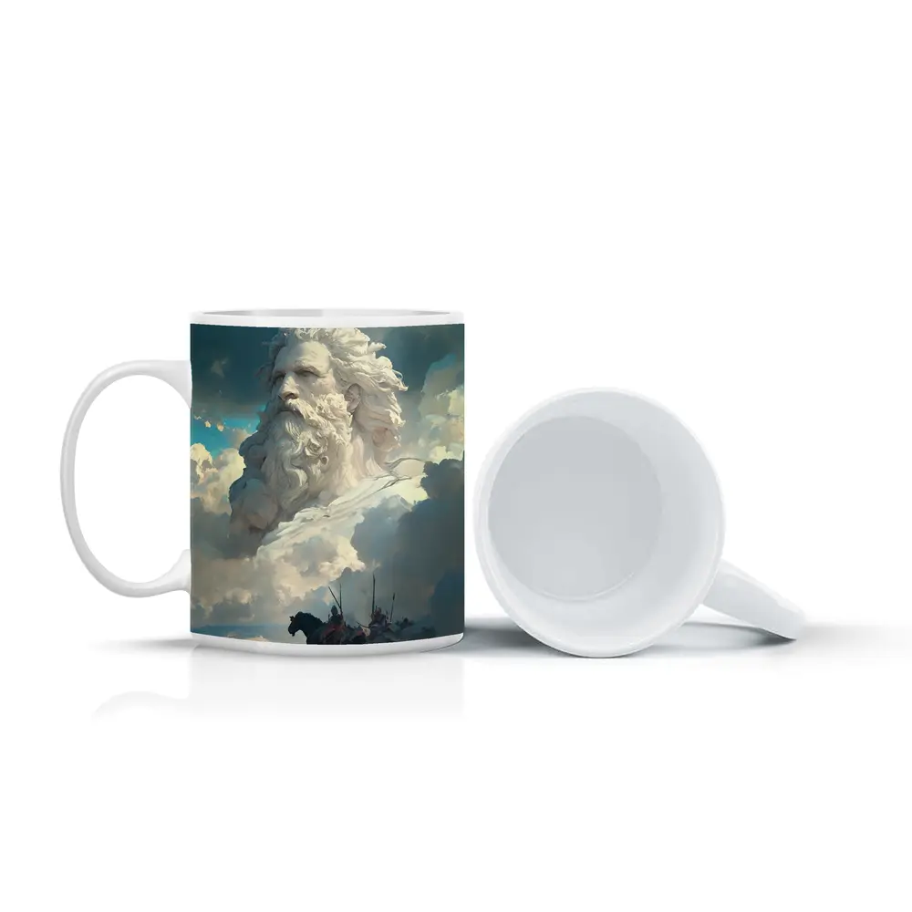 Zeus God Giant Face Clouds Warriors Fantasy – Mugs