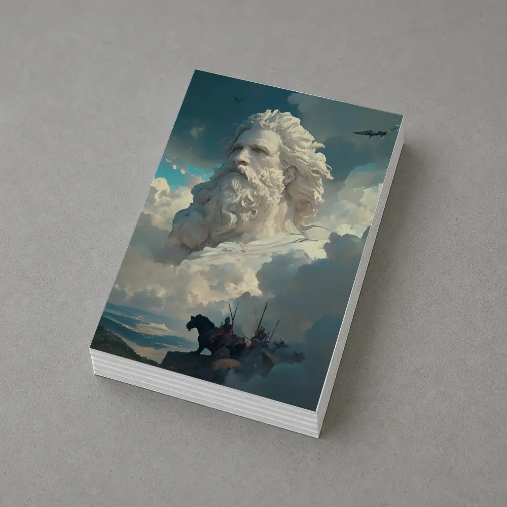 Zeus God Giant Face Clouds Warriors Fantasy – Postcards