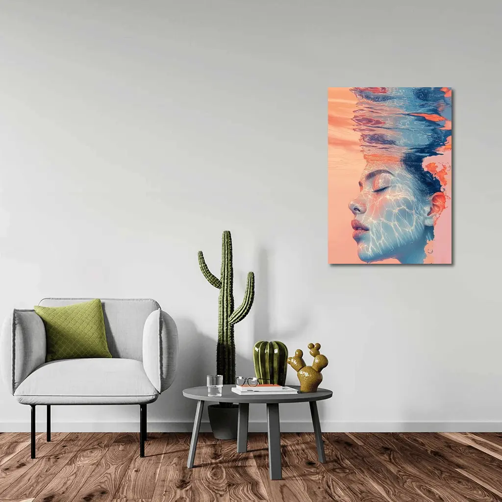 Woman Face Underwater Coral Abstract Art – Wall Art