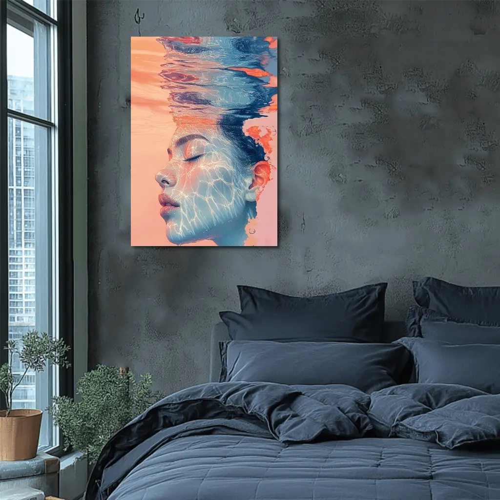 Woman Face Underwater Coral Abstract Art – Wall Art