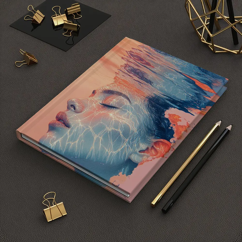 Woman Face Underwater Coral Abstract Art – Notebooks