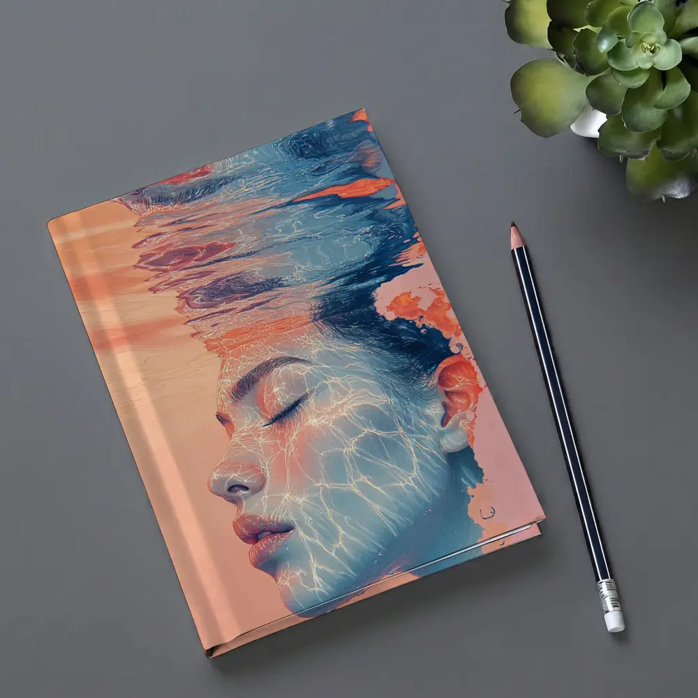 Woman Face Underwater Coral Abstract Art – Notebooks