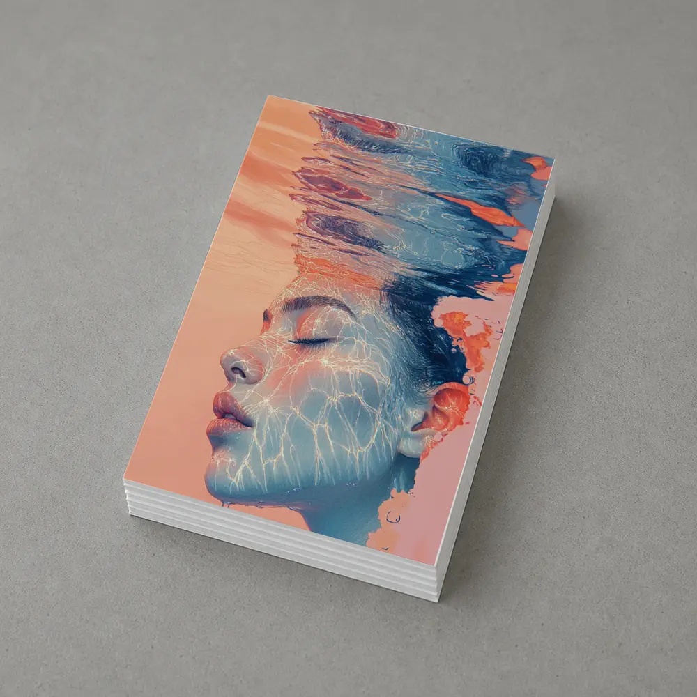 Woman Face Underwater Coral Abstract Art – Postcards