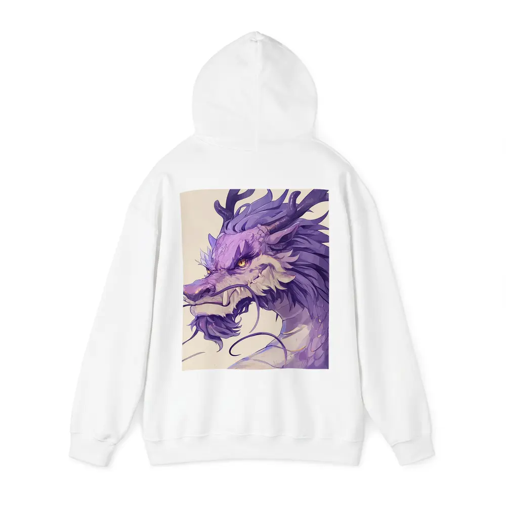 Purple Dragon Head Anime Art Beige Background – Hoodies