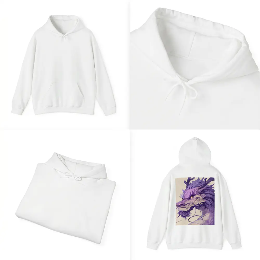 Purple Dragon Head Anime Art Beige Background – Hoodies