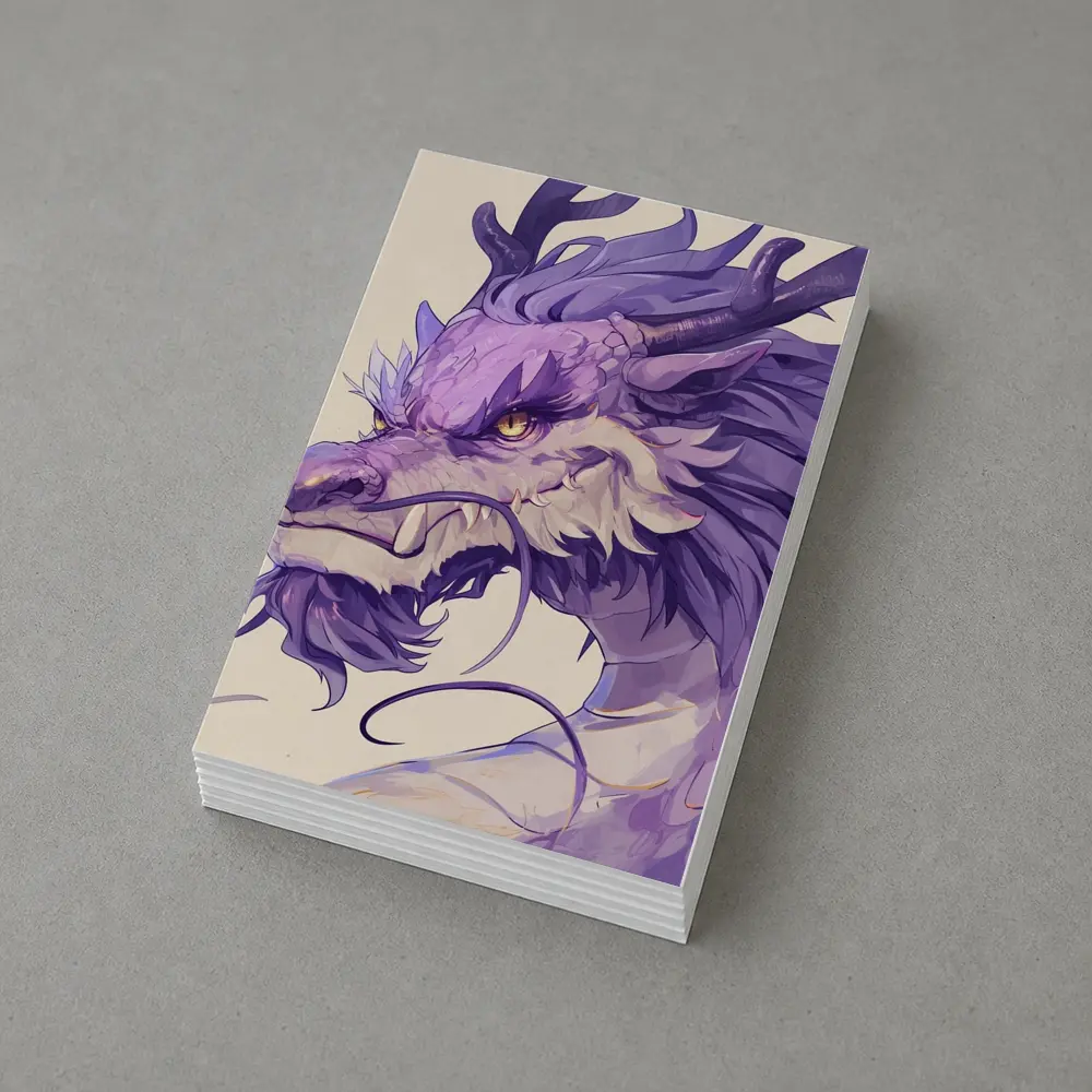 Purple Dragon Head Anime Art Beige Background – Postcards