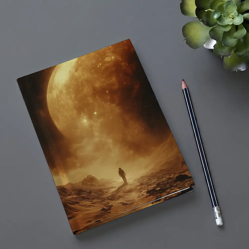 Lone Astronaut Walking Toward Giant Planet – Notebooks