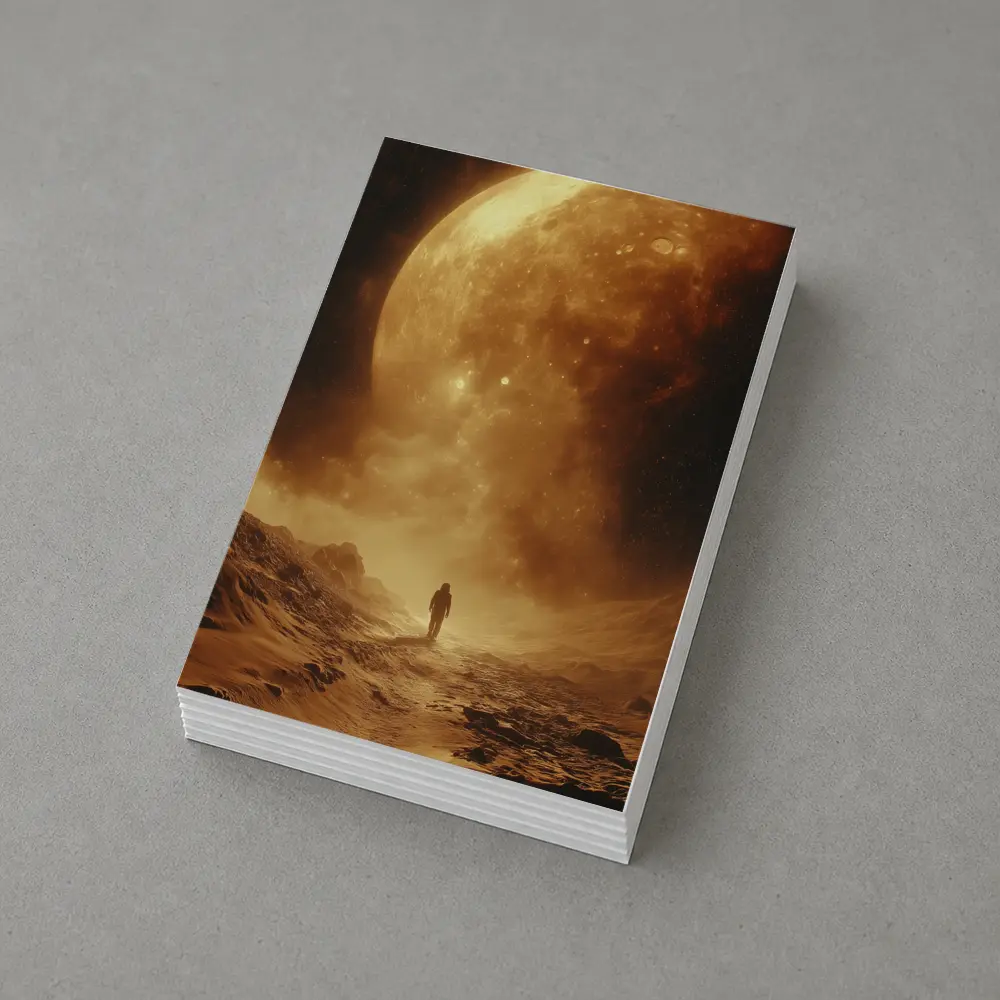 Lone Astronaut Walking Toward Giant Planet – Postcards