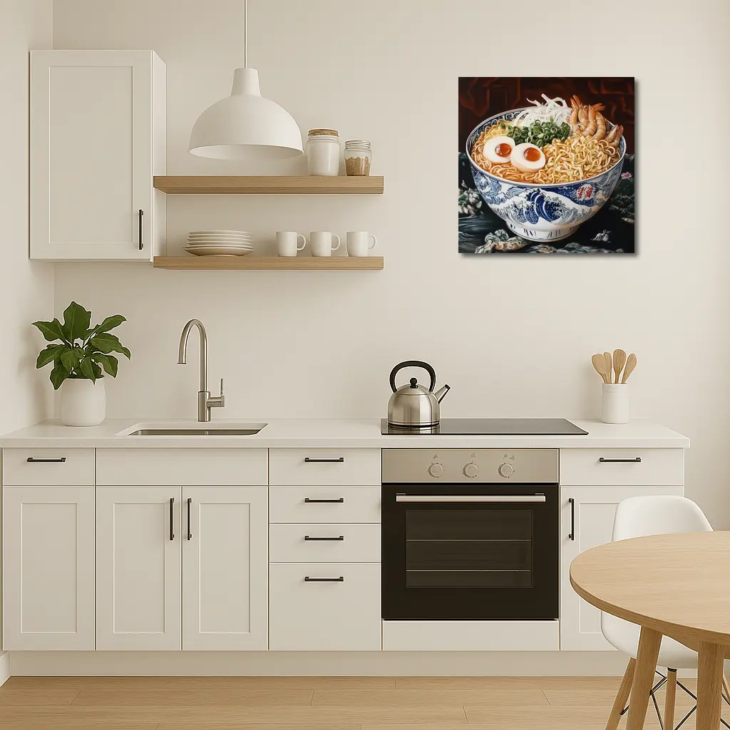 Shrimp Ramen Bowl Japanese Wave Painting – Wall Art