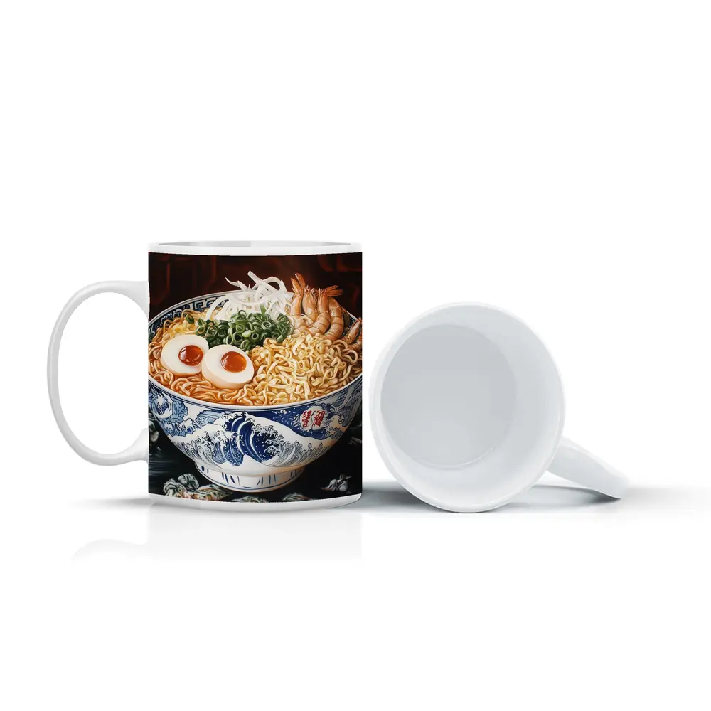 Shrimp Ramen Bowl Japanese Wave Painting – Mugs
