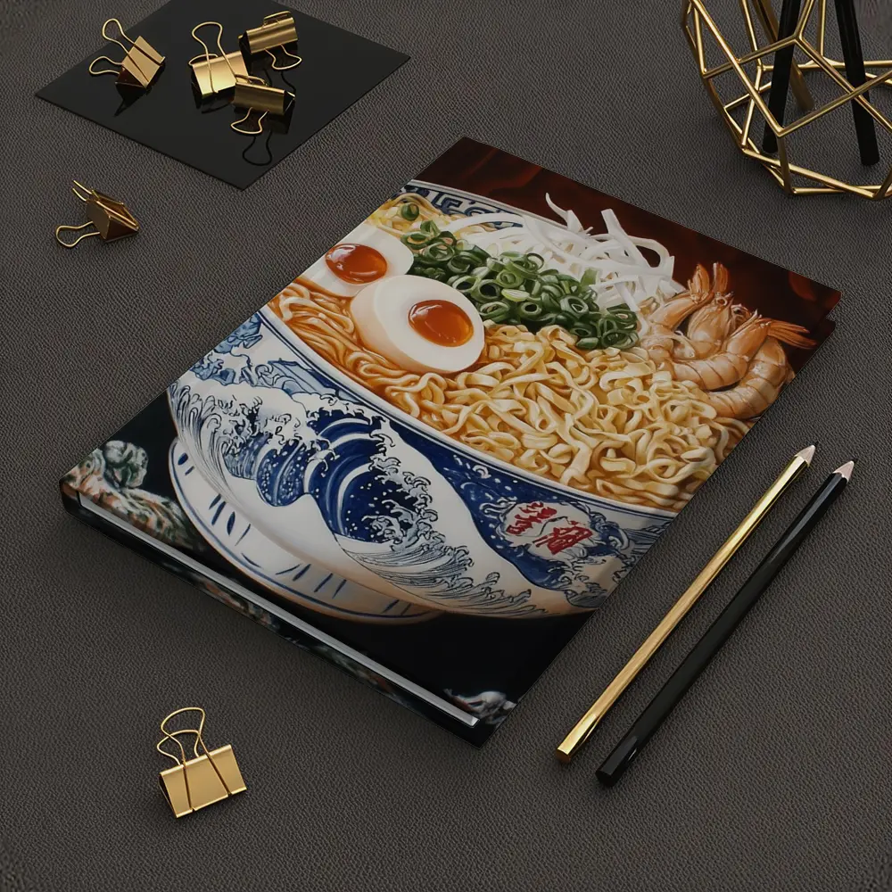 Shrimp Ramen Bowl Japanese Wave Painting – Notebooks
