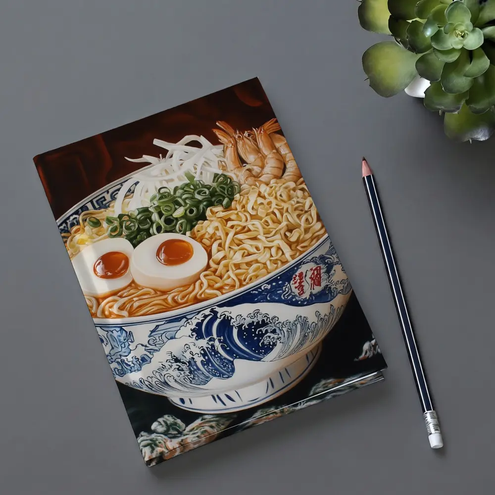 Shrimp Ramen Bowl Japanese Wave Painting – Notebooks