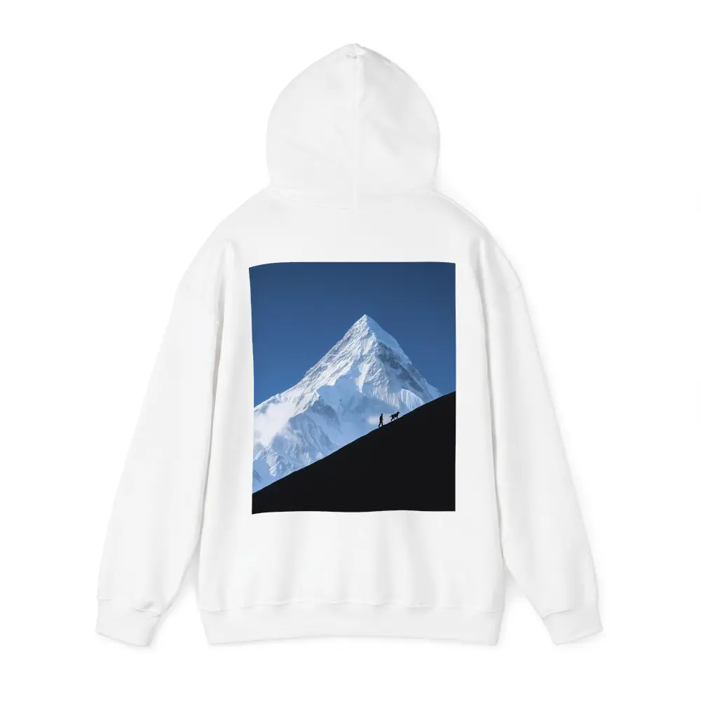 Hiker and Dog Silhouette Snow Mountain – Hoodies