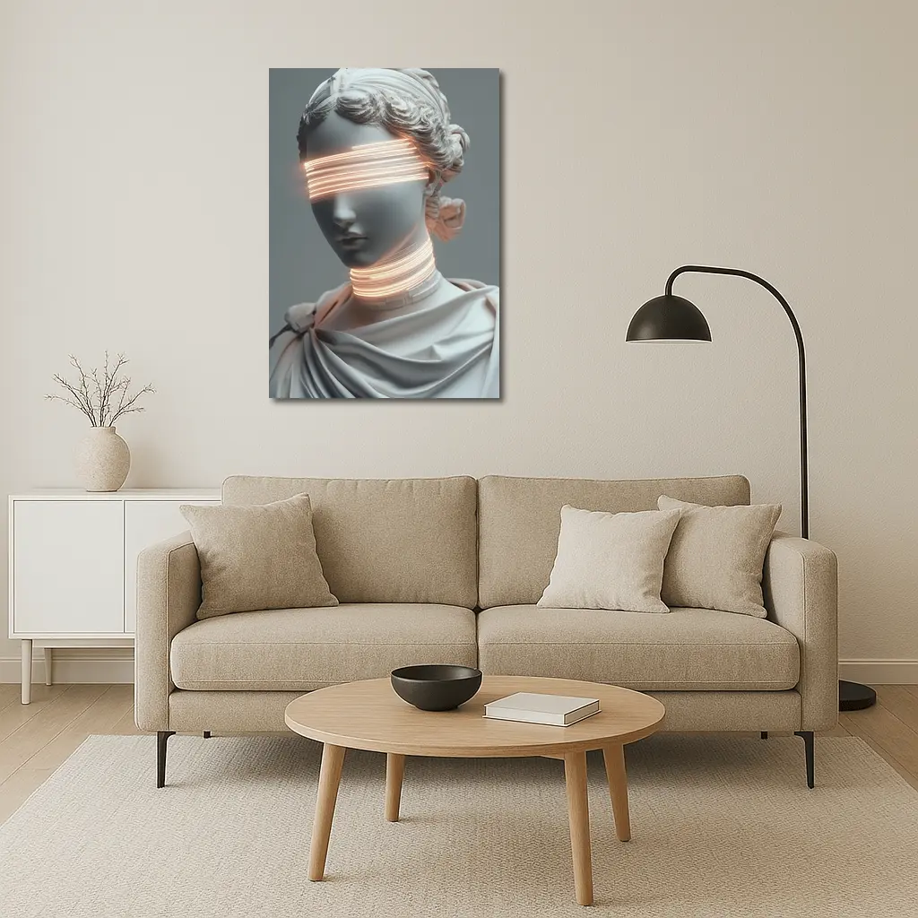 Greek Statue Neon Glitch Surreal Art – Wall Art