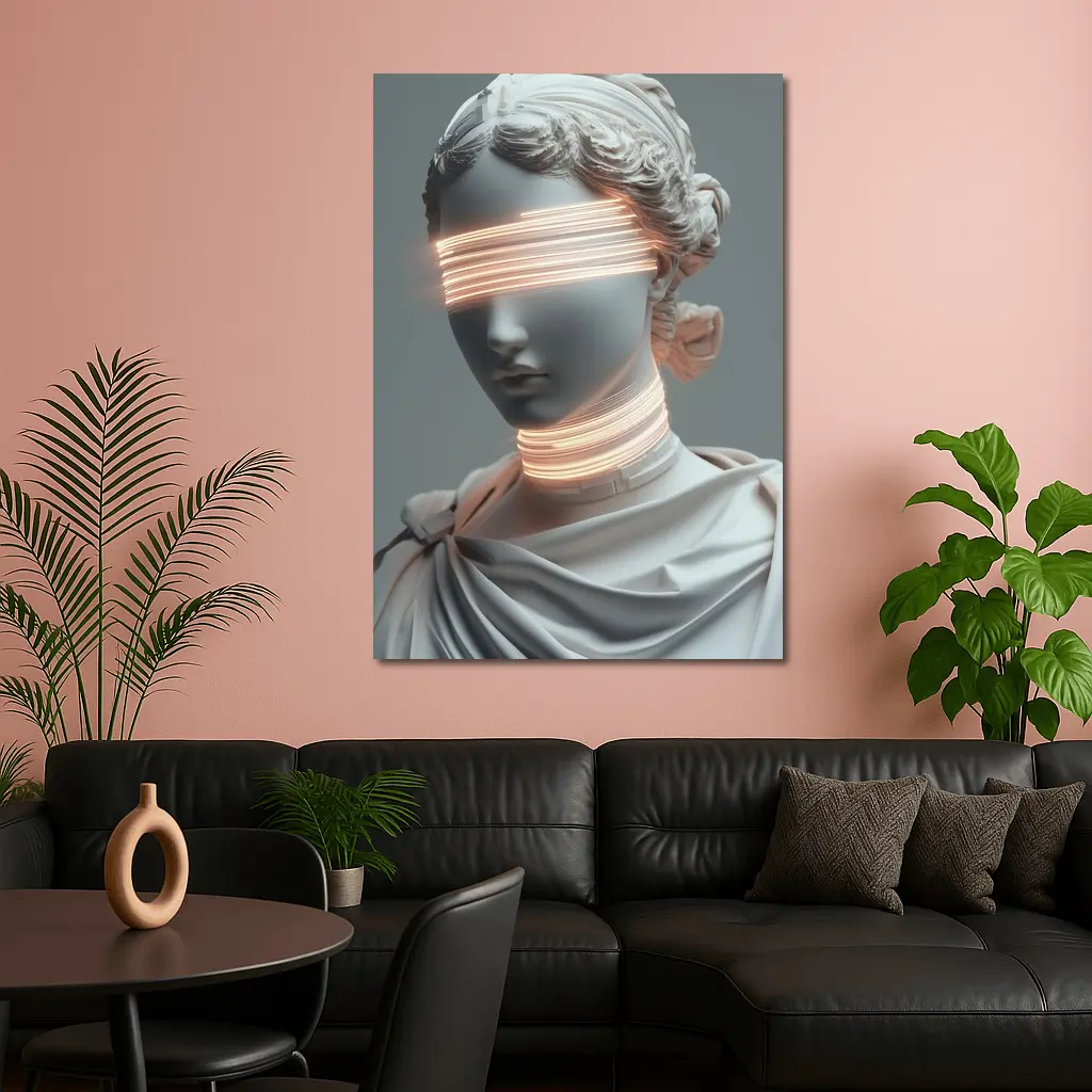 Greek Statue Neon Glitch Surreal Art – Wall Art