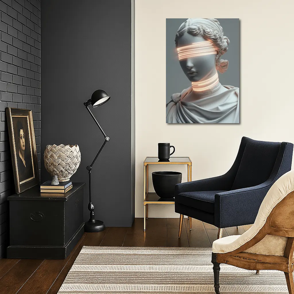 Greek Statue Neon Glitch Surreal Art – Wall Art