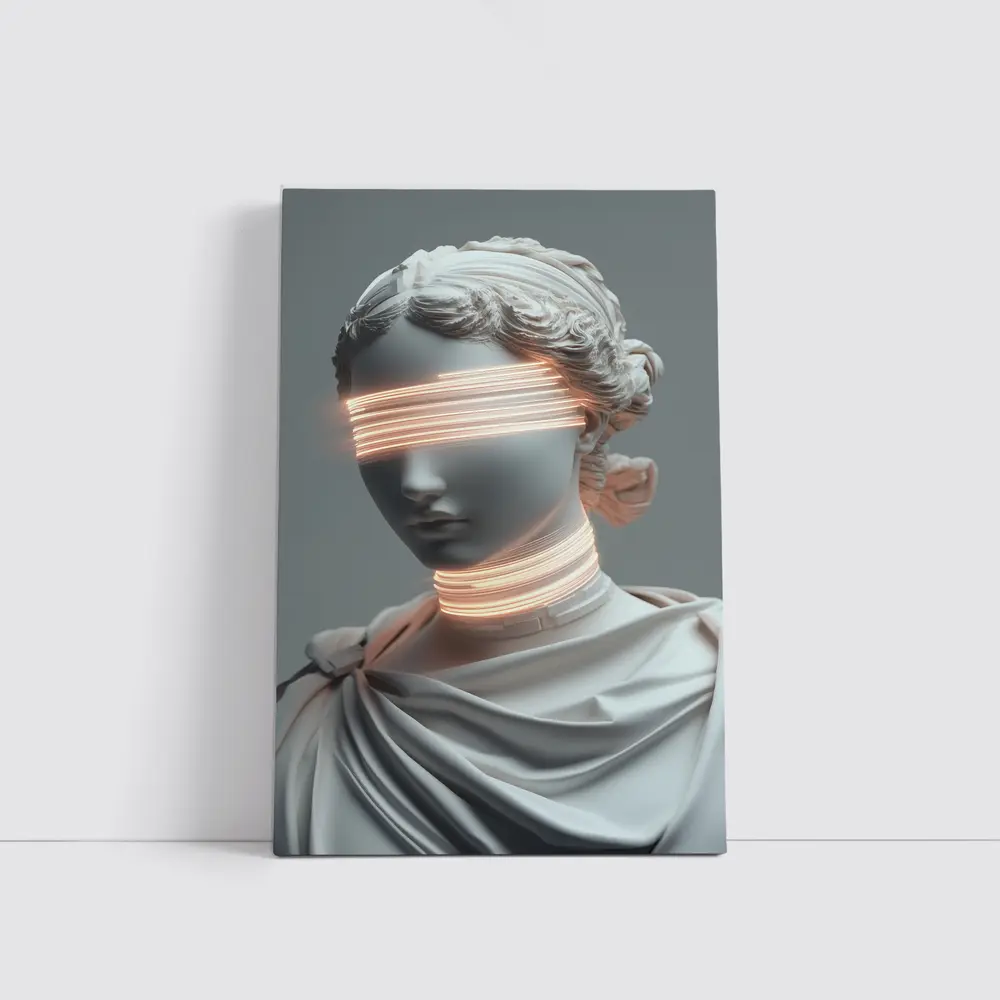 Greek Statue Neon Glitch Surreal Art – Wall Art