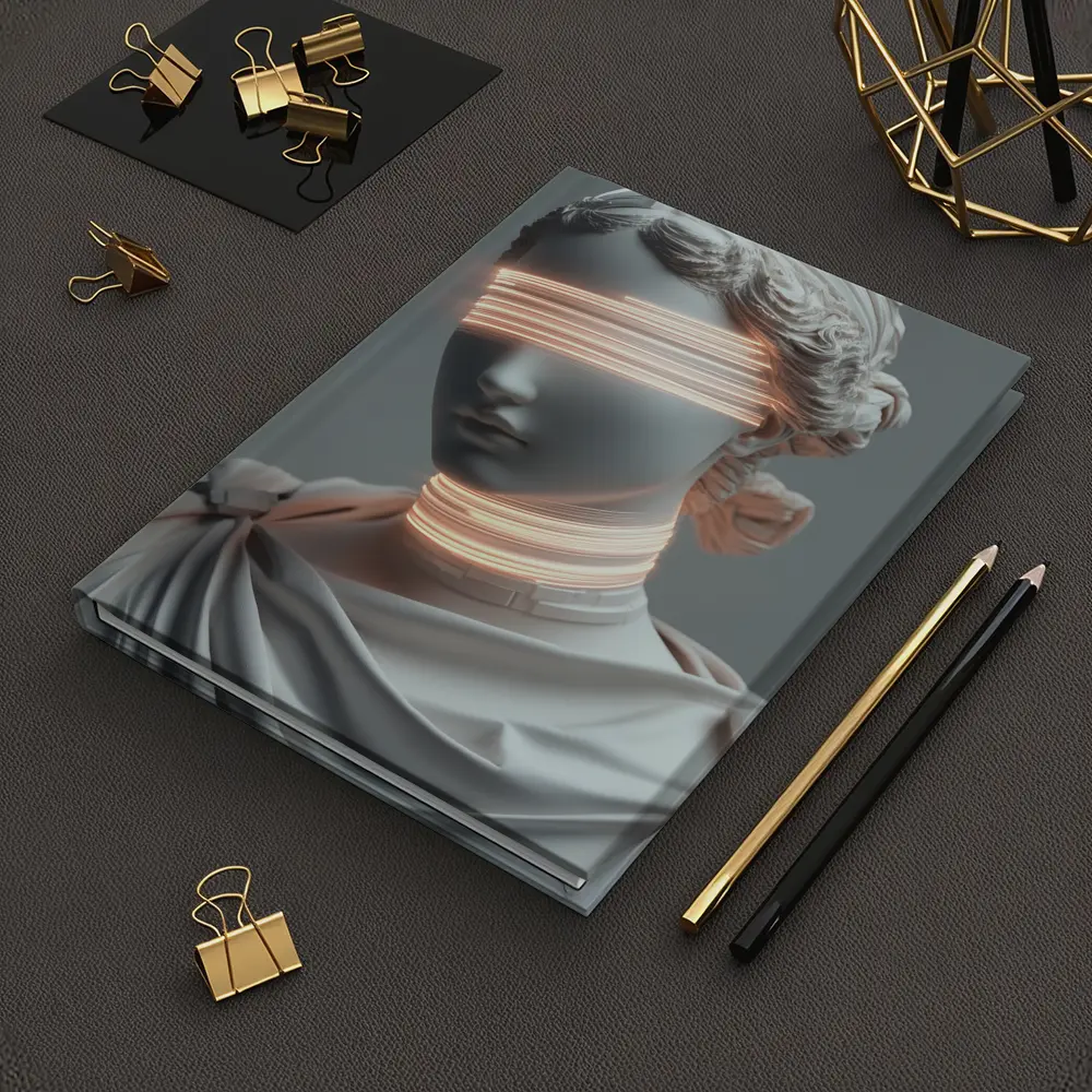 Greek Statue Neon Glitch Surreal Art – Notebooks