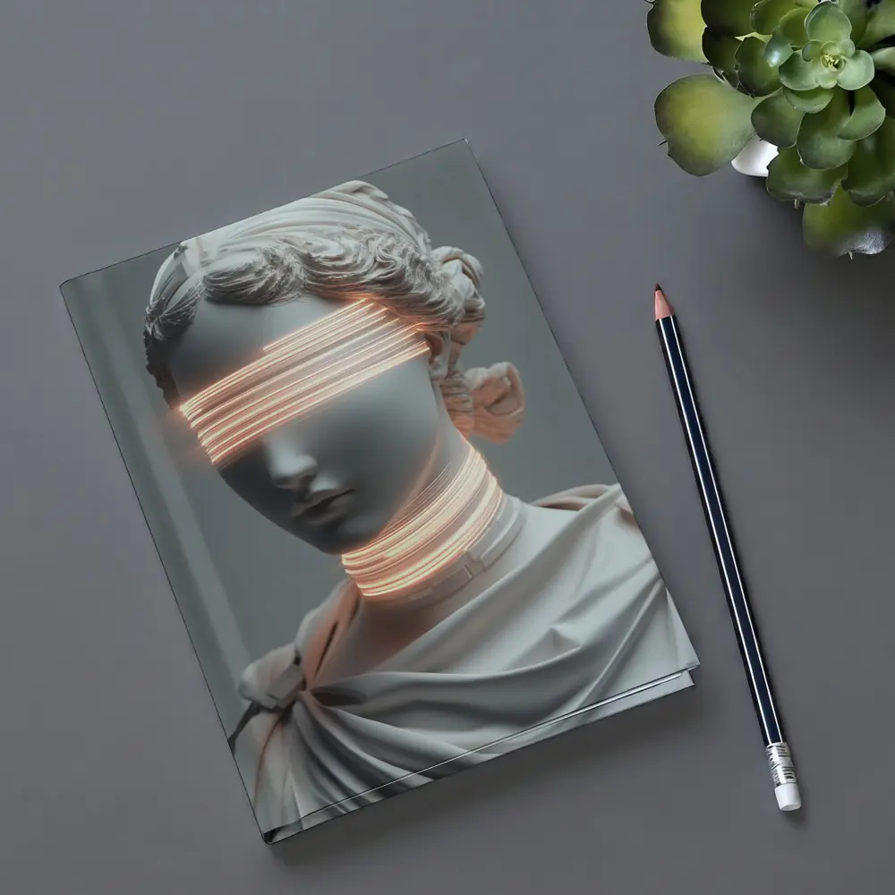 Greek Statue Neon Glitch Surreal Art – Notebooks