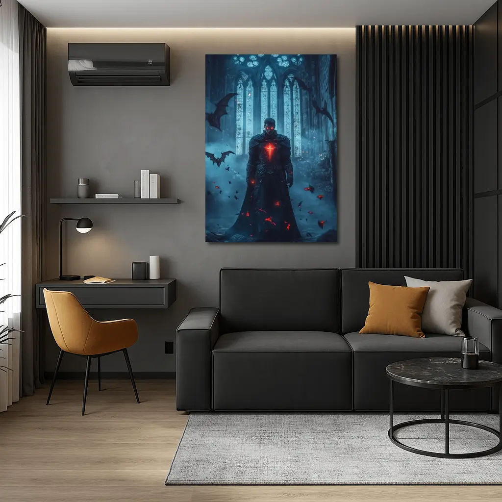 Dark Vampire Knight Gothic Cathedral Bats – Wall Art