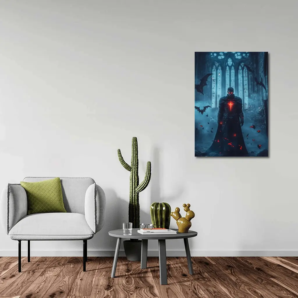 Dark Vampire Knight Gothic Cathedral Bats – Wall Art
