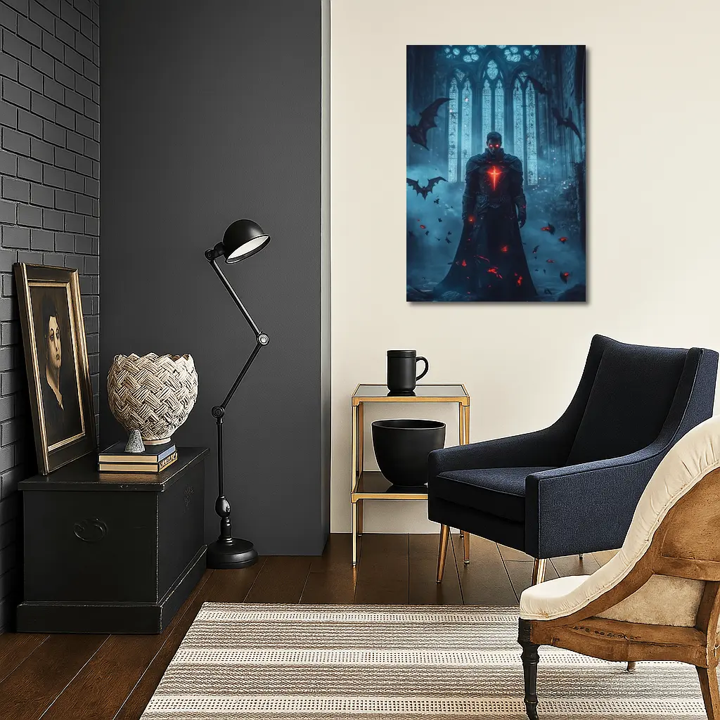 Dark Vampire Knight Gothic Cathedral Bats – Wall Art