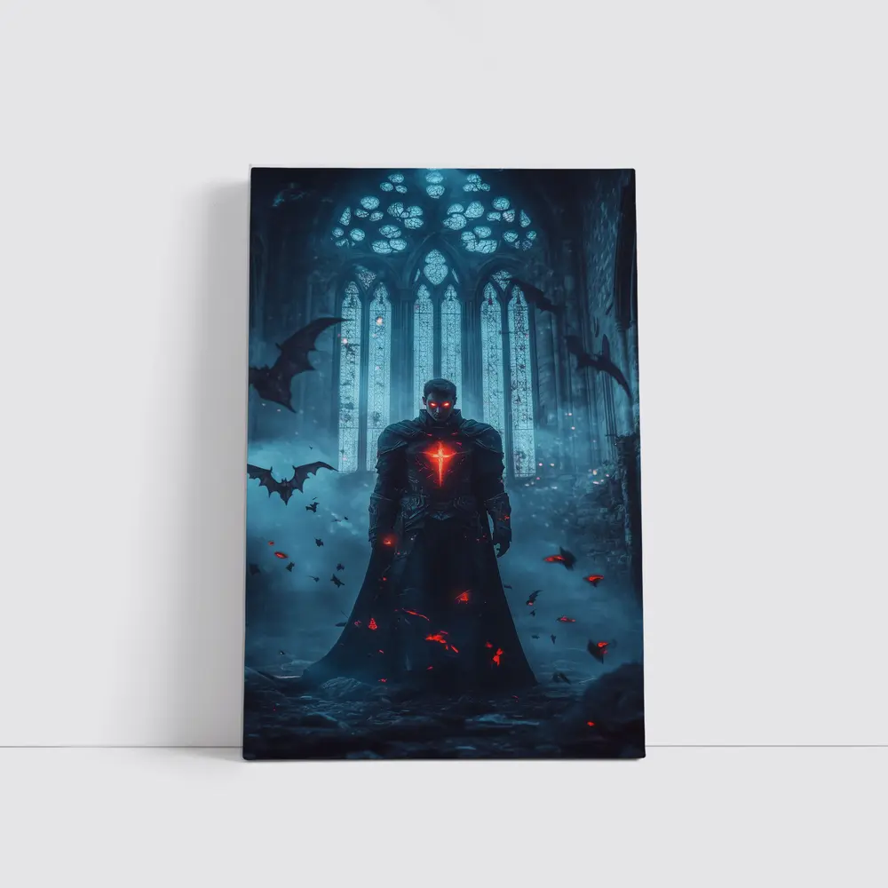 Dark Vampire Knight Gothic Cathedral Bats – Wall Art