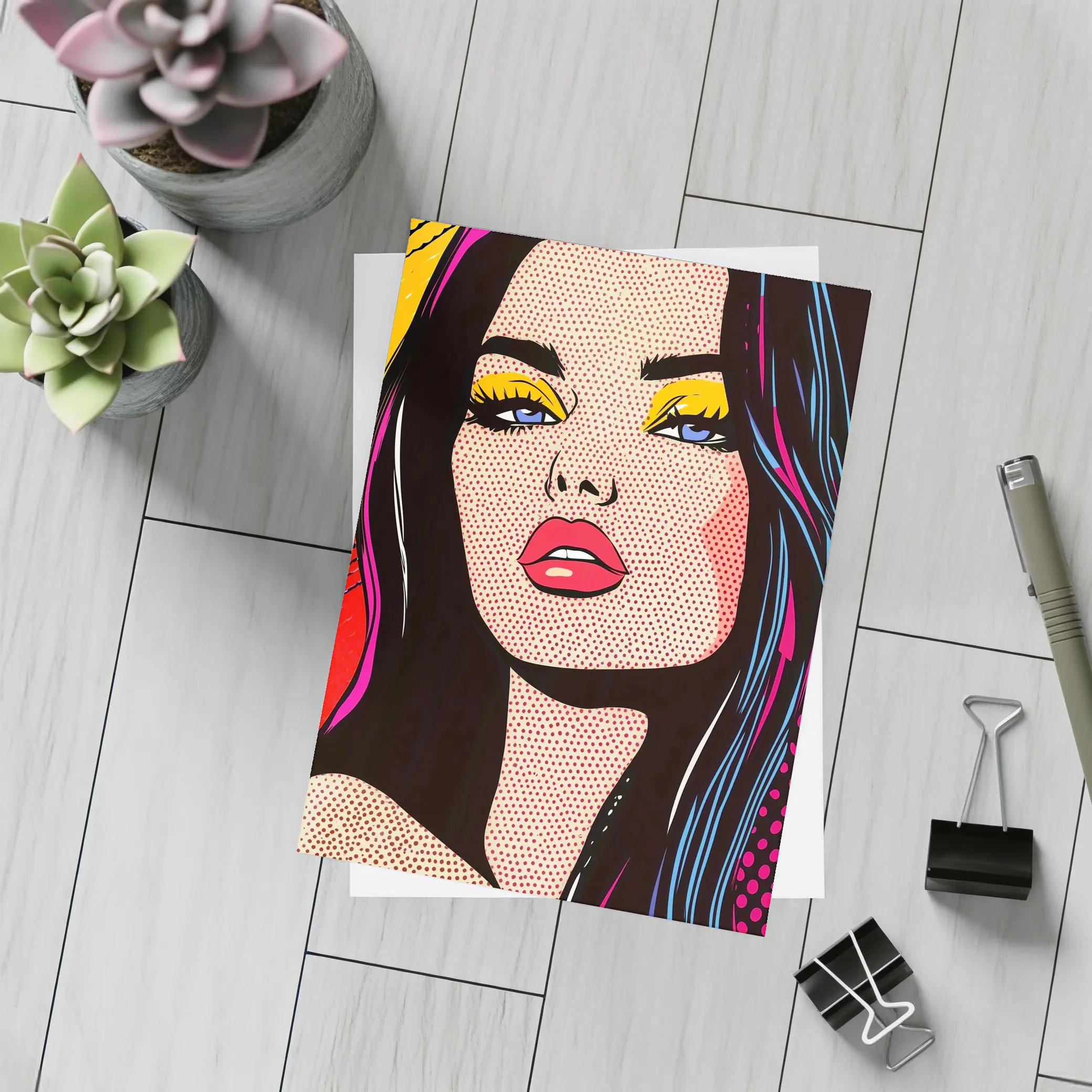 Pop Art Woman Bold Colorful Comic Style – Postcards