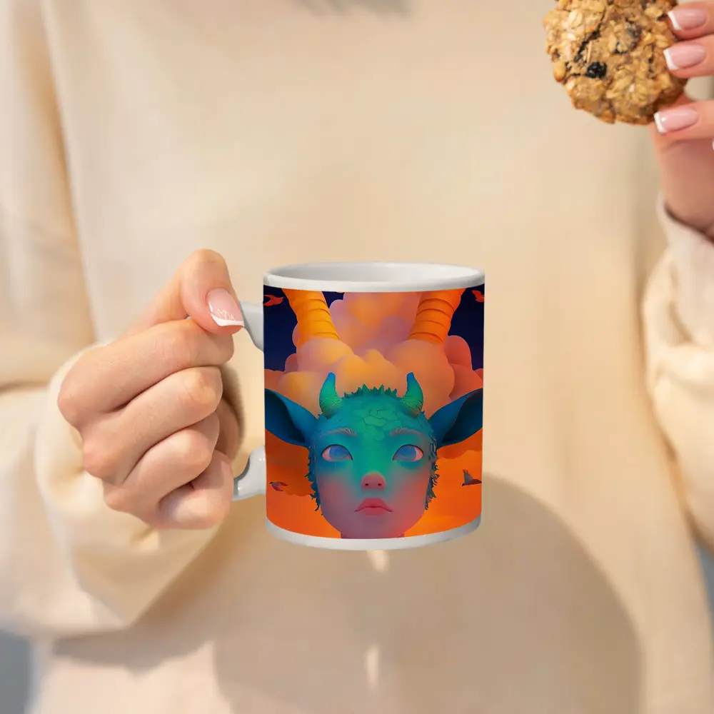 Fantasy Creature Girl Sunset Sky Art – Mugs