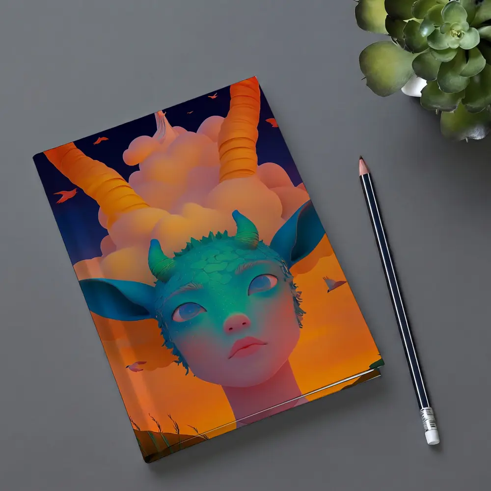 Fantasy Creature Girl Sunset Sky Art – Notebooks