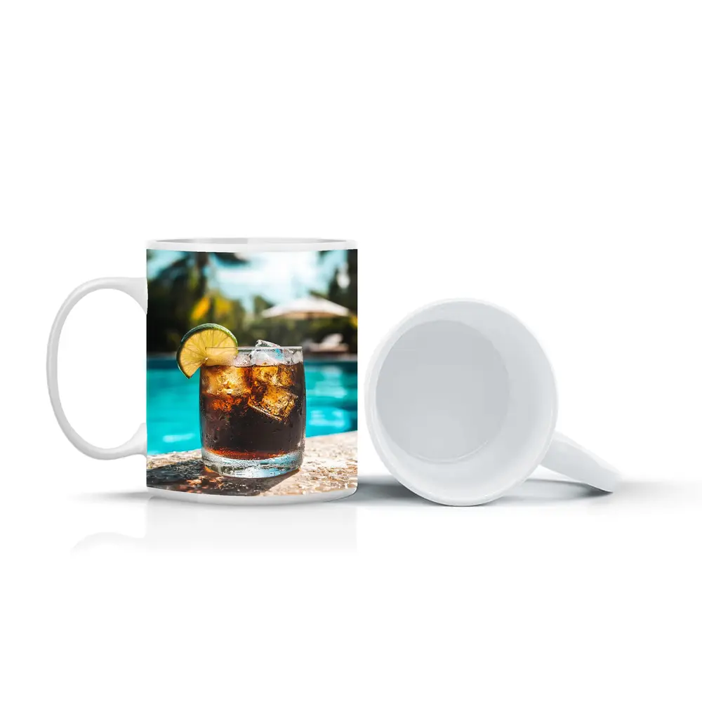 Dark Rum Cola Drink Poolside Tropical Setting – Mugs