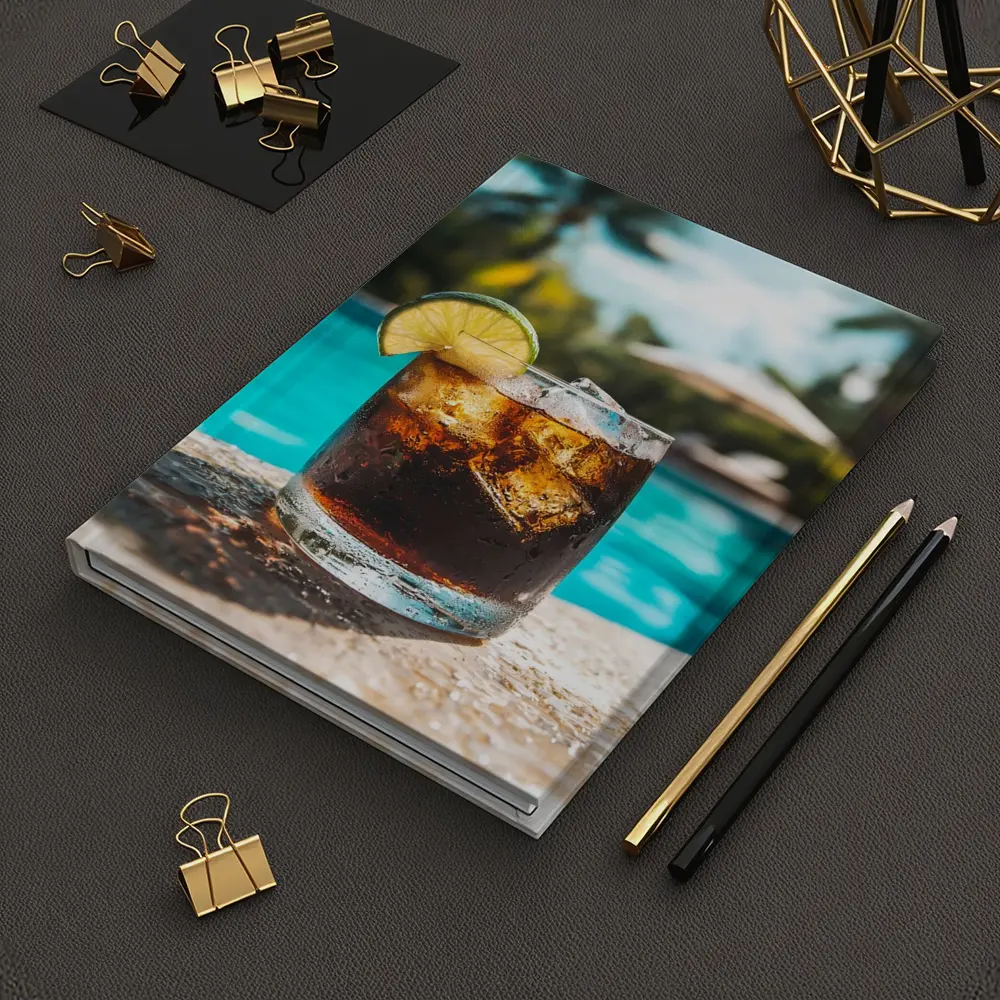 Dark Rum Cola Drink Poolside Tropical Setting – Notebooks