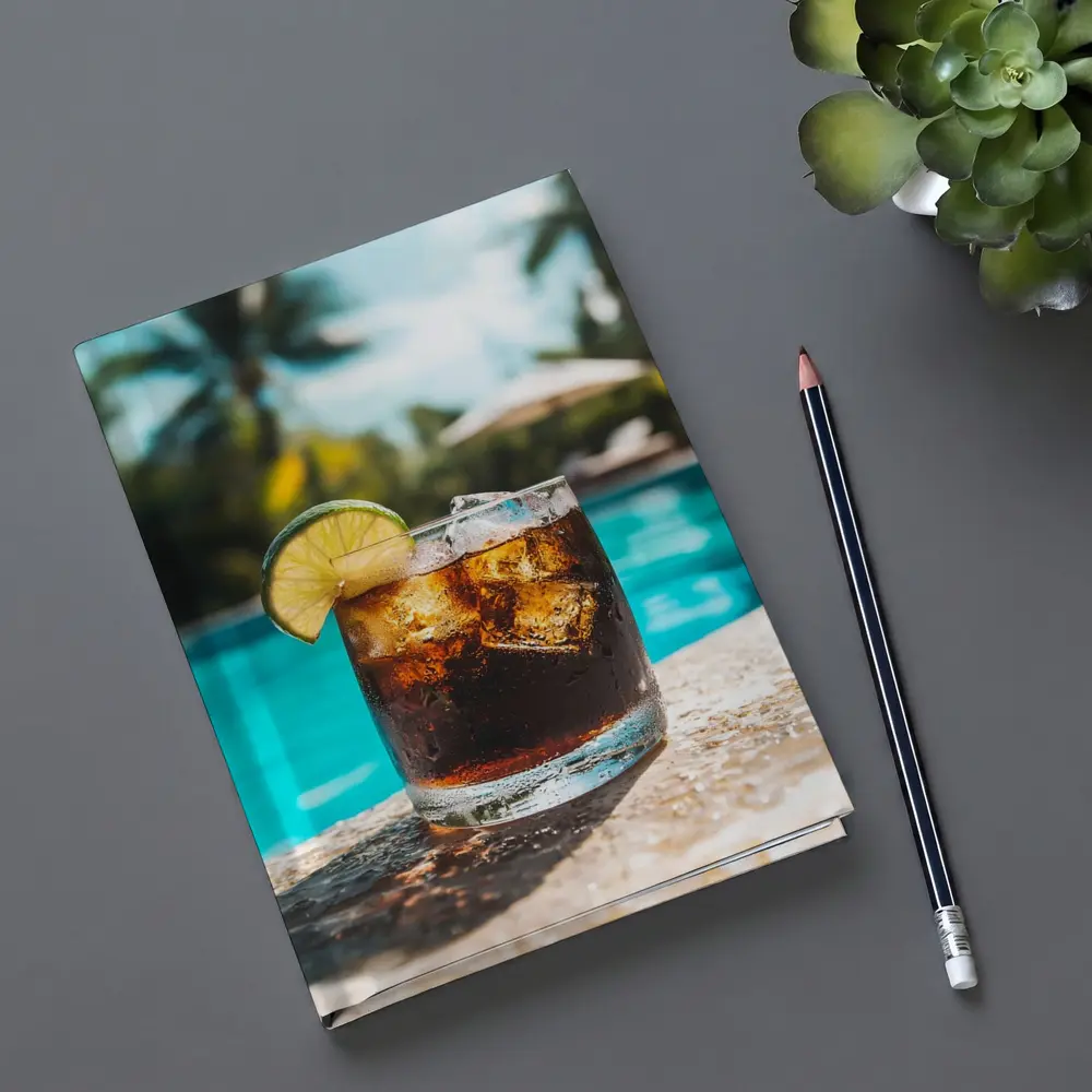 Dark Rum Cola Drink Poolside Tropical Setting – Notebooks