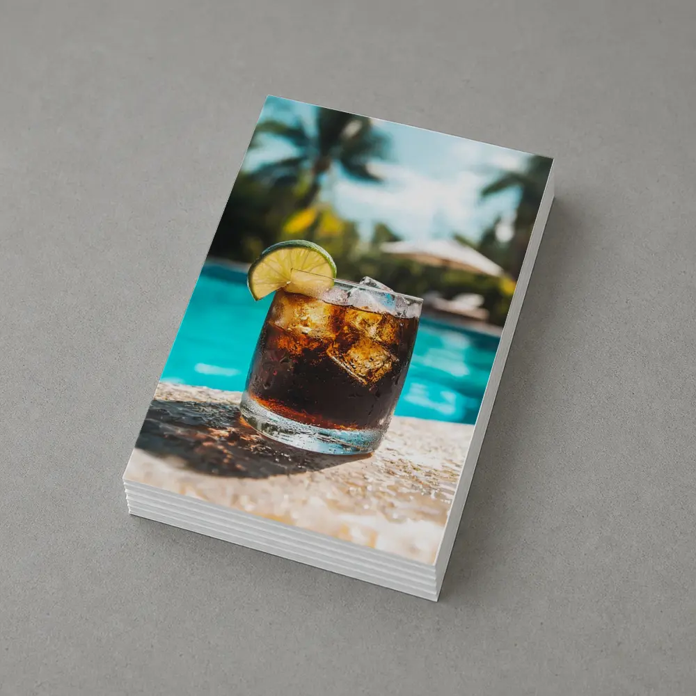 Dark Rum Cola Drink Poolside Tropical Setting – Postcards