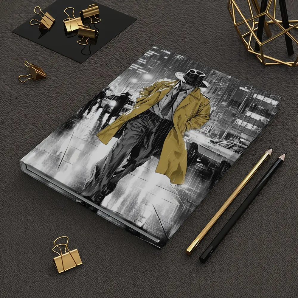 Detective Walking Rainy City Street Night – Notebooks