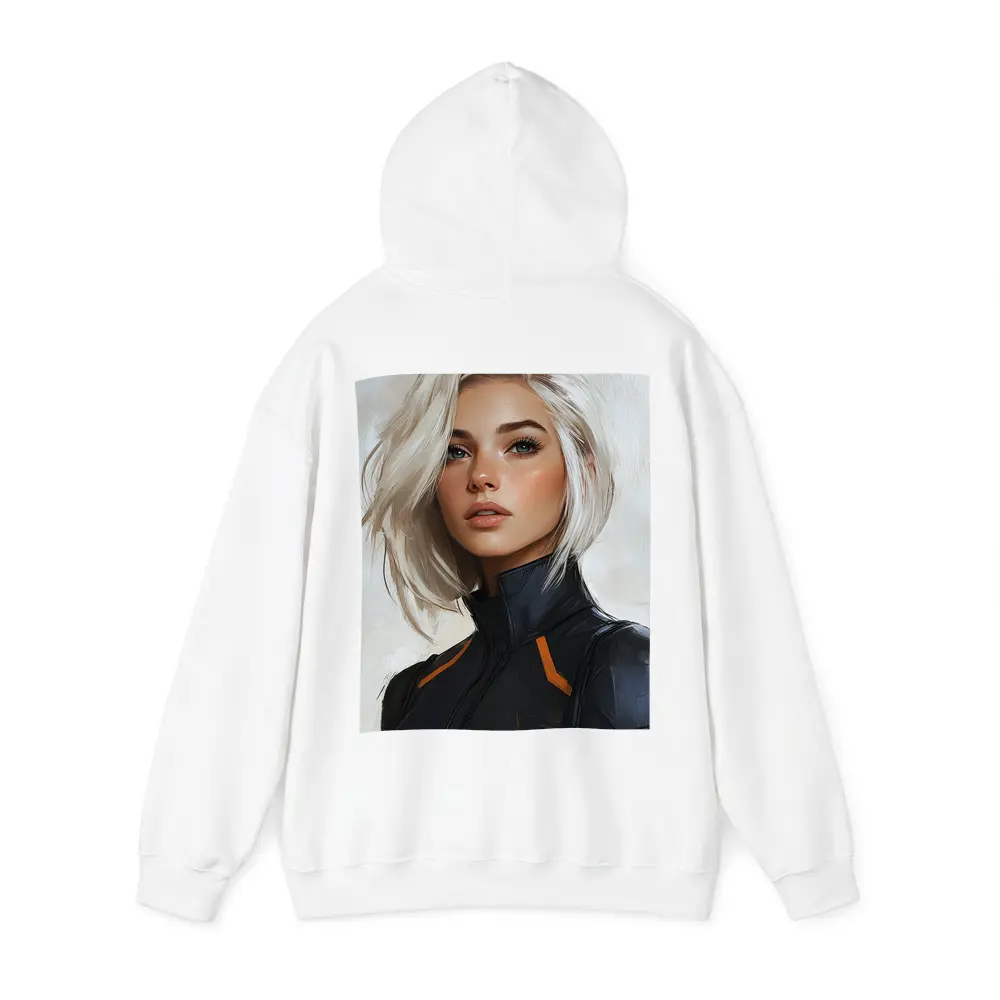Sci Fi Woman White Hair Digital Portrait Art – Hoodies