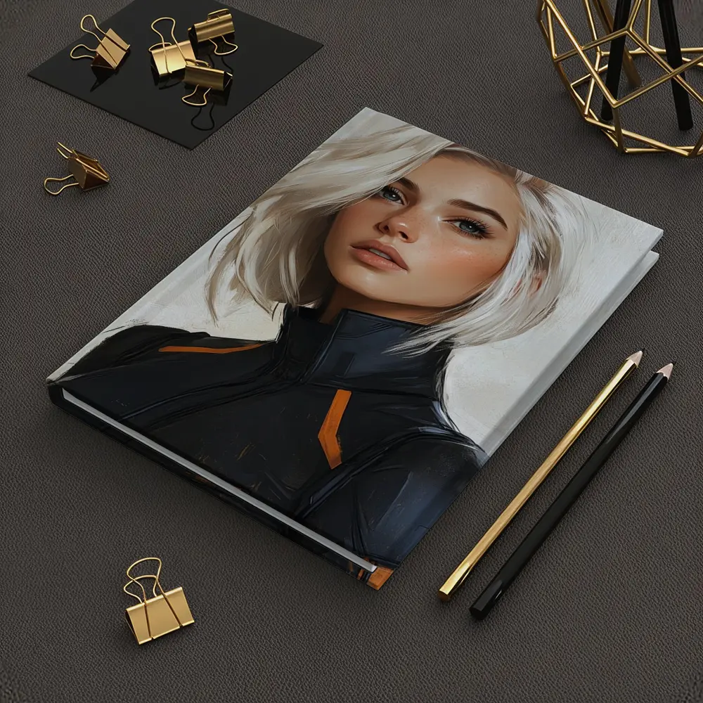 Sci Fi Woman White Hair Digital Portrait Art – Notebooks